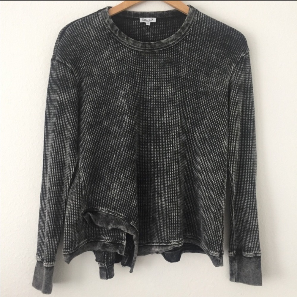 Splendid Aurora Waffle Knit Sweatshirt Thermal